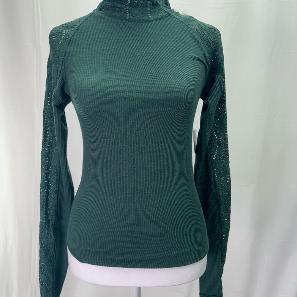 Free People Green Long Sleeve Top